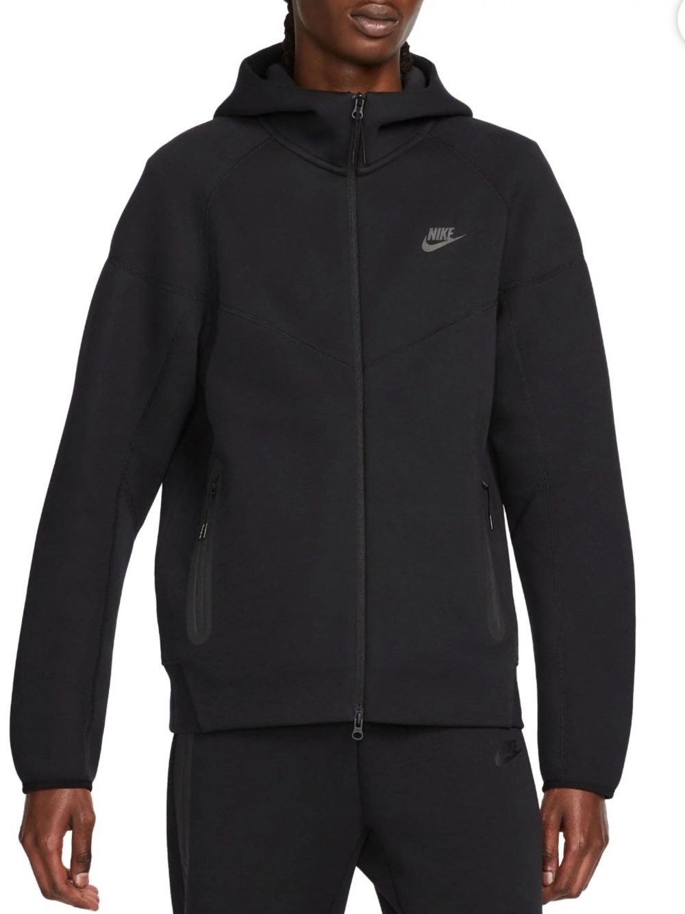 NIKE Men's Nike Sportswear Tech Fleece Black Windrunner Full Zip Hoodie Sz S